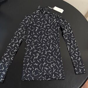 Tory Sport Black and White Graphic Long Sleeve Top